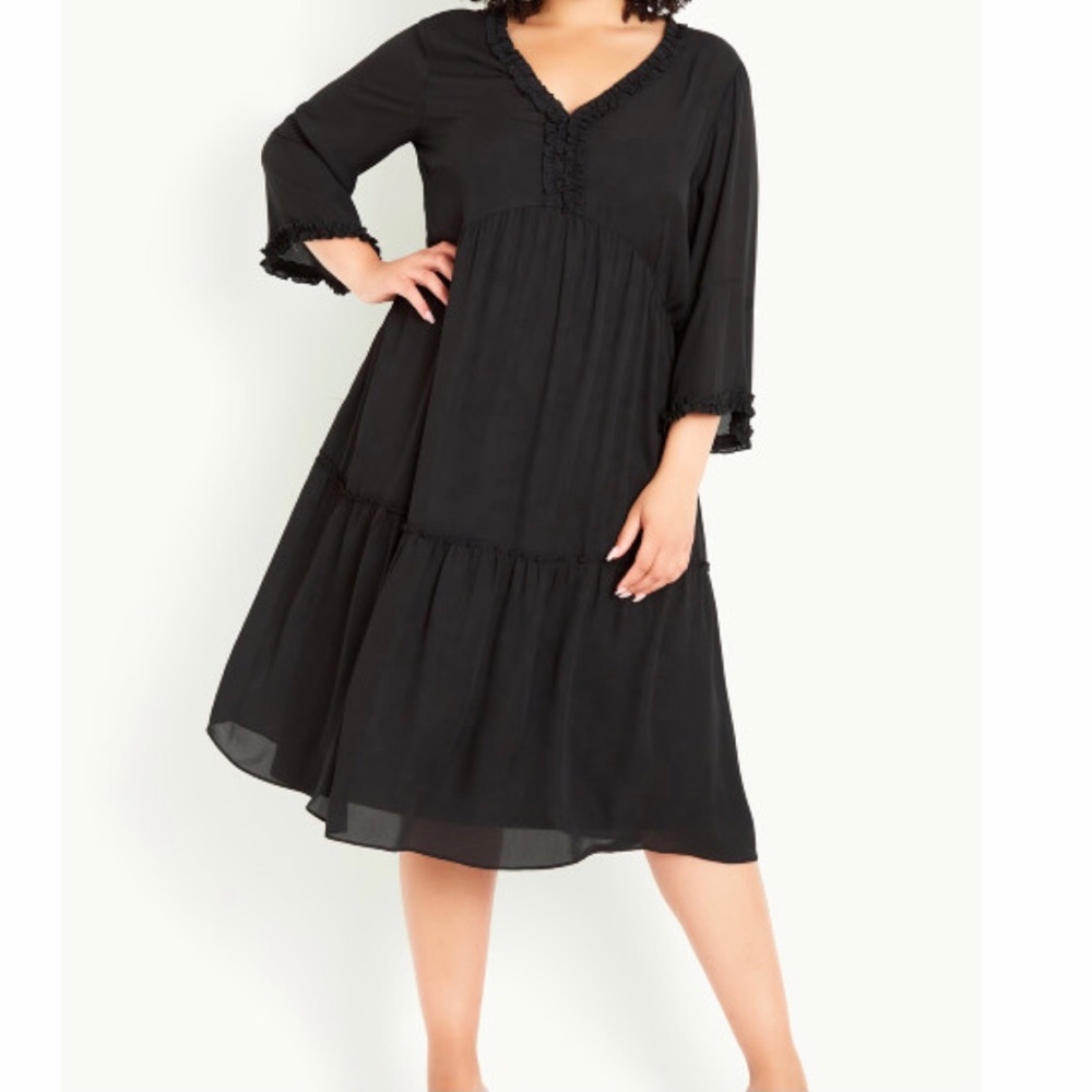 Evans Black sheer ruffle dress size 26/28 NWT